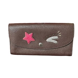 Coach Outlaw Bear Slim Envelope Wallet Oxblood with Glitter Accents